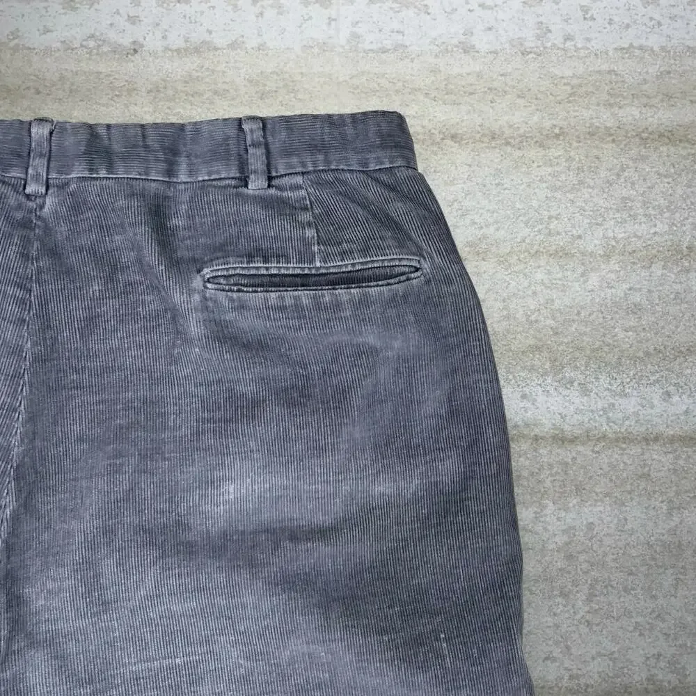Vintage 90s Lands End Corduroy Pants 38x26 Baggy Wide Leg Fit Grey